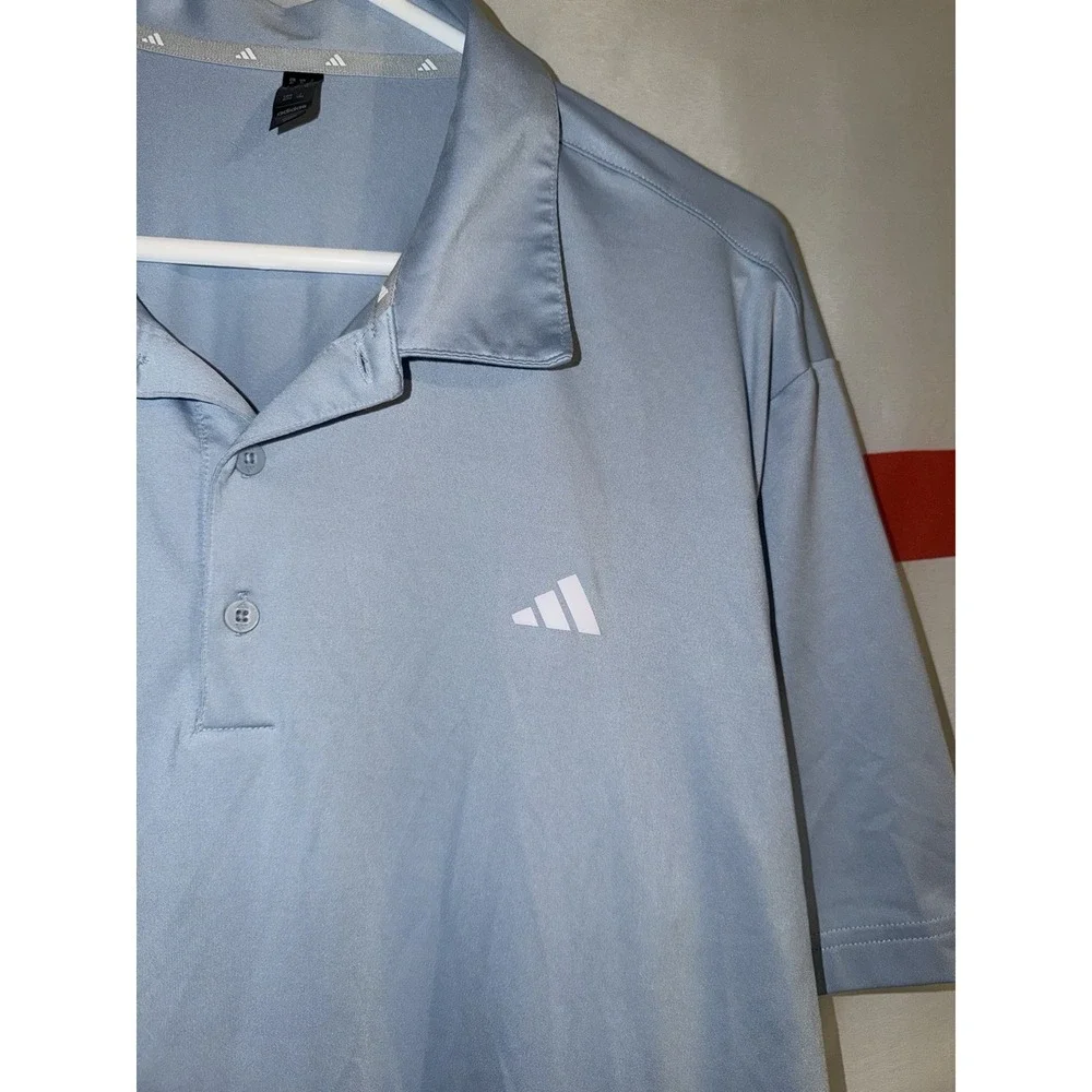 Adidas Golf Polo Shirt Mens XL Baby Blue Stretch Performance